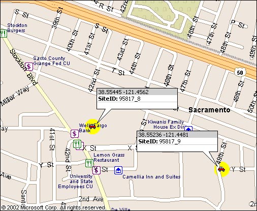 Downtown Sacramento, U.S. 50W area map